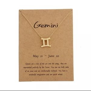 Gemini Zodiac Gold Tone Chain Link Necklace